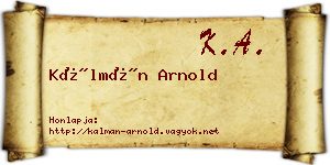 Kálmán Arnold névjegykártya